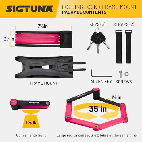 Rose Pink Folding Heavy Duty Bike Lock — photo 5