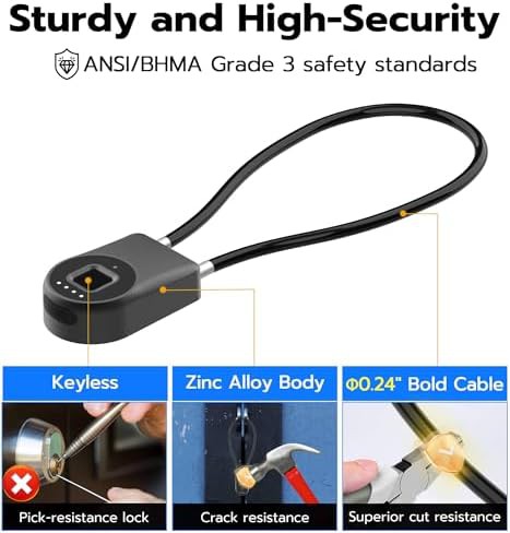 Black Smart Cable Shackle Small Padlock — photo 4