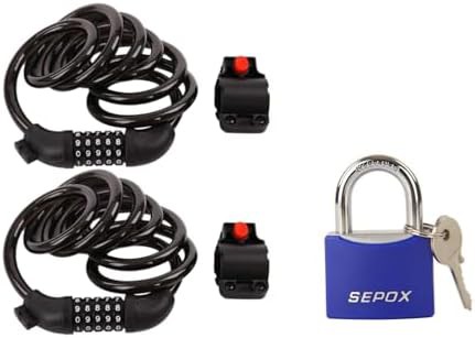 Long cable locks with hardened steel padlock