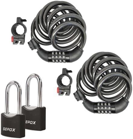 Long cable locks with twin outdoor padlocks
