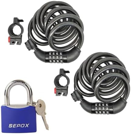 Long cable locks with heavy duty padlock