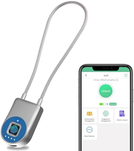 Short steel cable fingerprint padlock 38cm