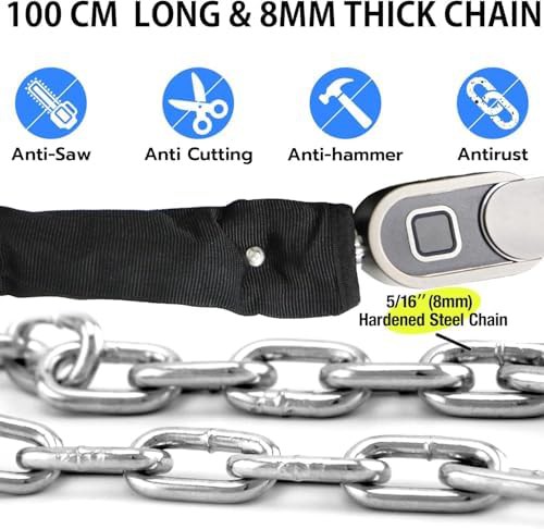 Keyed fingerprint steel chain for scooters — photo 4