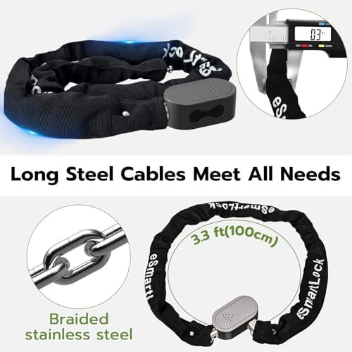 Keyed fingerprint steel chain for scooters — photo 5
