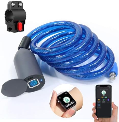 Dark Blue Fingerprint Cable Lock 5 ft