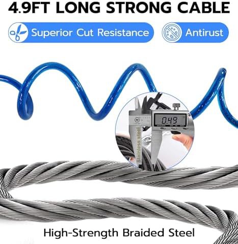 Dark Blue Fingerprint Cable Lock 5 ft — photo 5