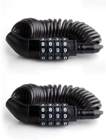 Four Digit Retractable Cable Lock Two Pack