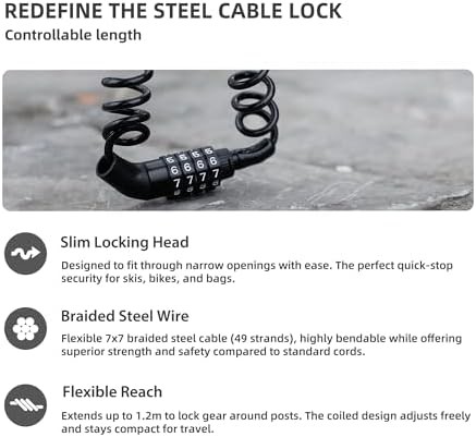 Four Foot Long Steel Cable Ski Lock — photo 3