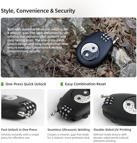 Compact Tai Chi Black Combination Lock — photo 3