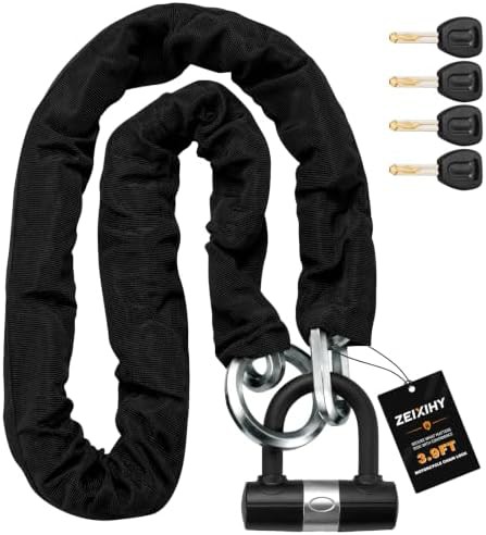 Silver Motorcycle Chain and U Lock