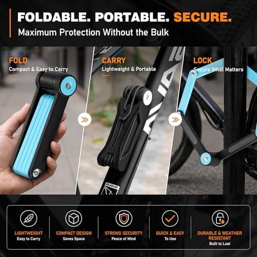Blue Folding Alloy Steel Bicycle Lock — photo 3