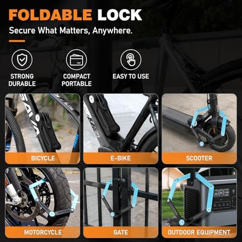 Blue Folding Alloy Steel Bicycle Lock — photo 4