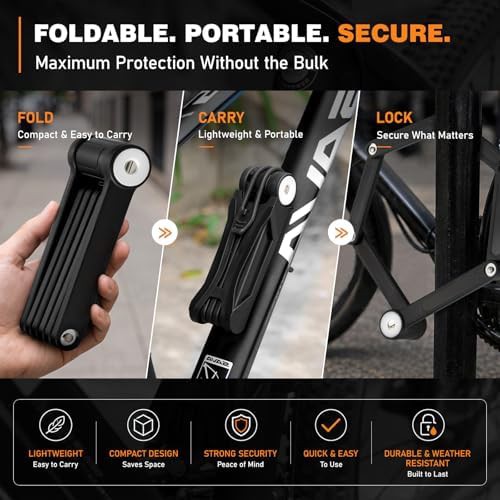 Black Heavy Duty Foldable Bike Lock — photo 3