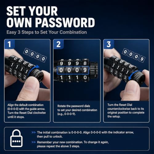 Retractable four digit cable lock two pack — photo 5